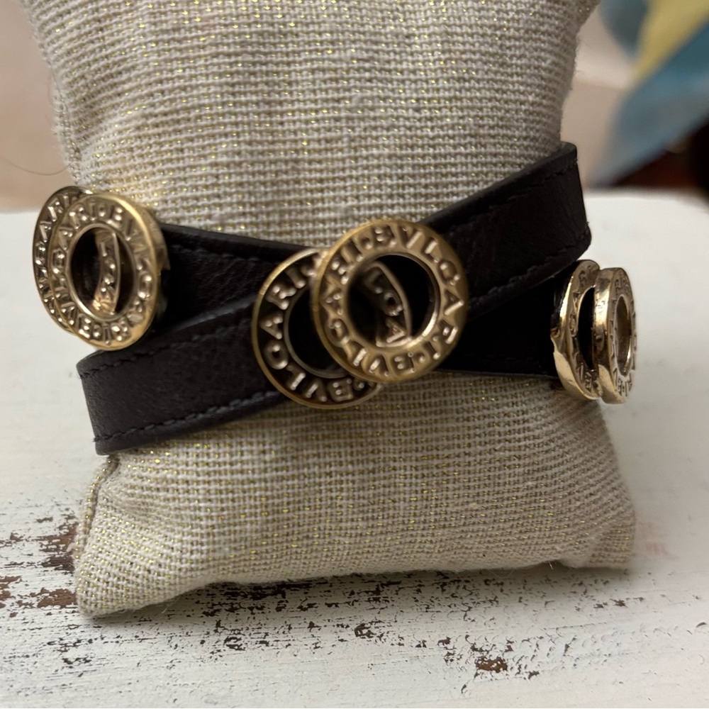 BVLGARI Authentic Brown Leather Wrap Bracelet